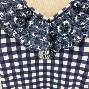 Draper James Lands End Swimsuit Navy Blue Gingham Padded Bra One Piece 22W